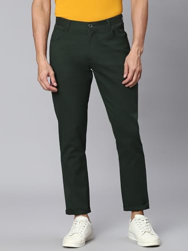 Image of Hubberholme Men's Tapered Fit Cotton Trousers, Ankle Length Button Closure Chinos
