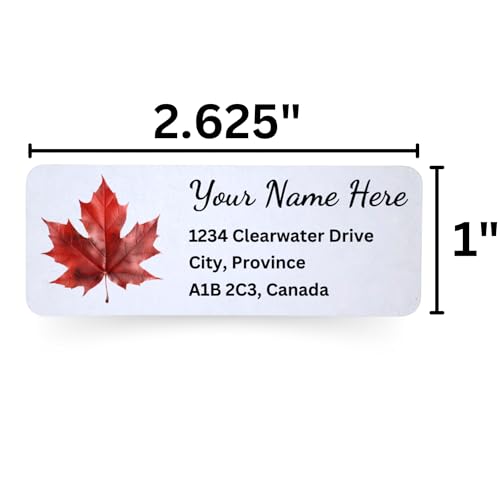 Set of 180 Self Adhesive Personalized Canadian Maple Leaf Return Address Labels, Water Colour Style, Recycled Paper Labels, Custom Labels for Postage, 2.625" by 1" image 4
