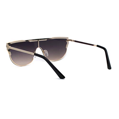 Luxury Mobster Flat Top Shield Metal Rim Sunglasses4