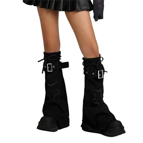 Image of HeiBai Xiong Punk Leg Warmers Women Hippie Gothic Y2k Harajuku Goth
