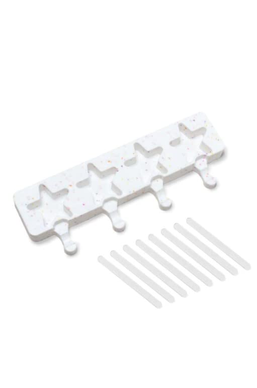 Fancy Sprinkles Ariana Star - Molde para tartas, capacidad para 4 estrellas, incluye 8 palitos de paletas acrílicas transparentes (12 pulgadas de