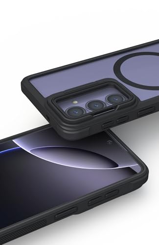 Image of Pirum Back Cover for Samsung Galaxy S26 Plus Magnetic Wireless Charging with Lens Cover Kickstand - Black