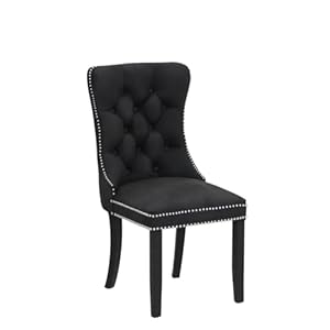 Kccvelvetdiningchairssetof4upholsteredhighendtufteddiningroomchairwithnailheadbackringpulltrimsolidwoodlegsnikkicollectionmodernstyleforkitchenblack Urban Country Home Decor Kcc velvet dining chairs set of 4 upholstered high end tufted dining room chair with nailhead back ring pull trim solid wood legs nikki collection modern style for kitchen black urban country home decor