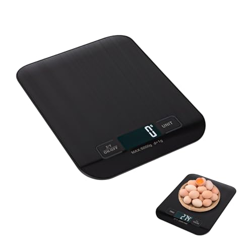Báscula digital de cocina digital recargable por USB: Nizirioo 10 kg/1 g, báscula de cocina con pantalla LED y función de tara, báscula de alimentos para hornear y cocinar, medir (negro)