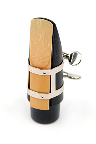 image for D'Addario Rico Ligature & Cap, Soprano Sax, Nickel Plated, Black, Liga