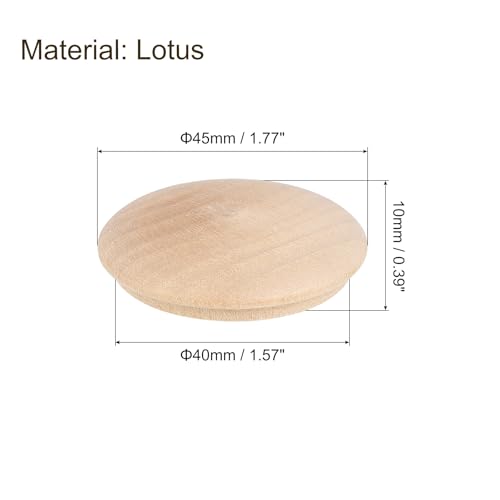 Image of uxcell 20Pcs Wood Button Plugs, 40mm /1.57 inch Hardwood Screw Hole Plug Mushroom Wooden Caps Buttons Wood Plug for Furniture Woodworking Craft Decor (45mm x 40mm)