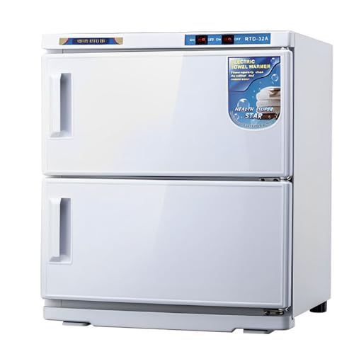 Calentador de toallas de 25 l, calentador de toallas con esterilización UV 2 en 1 con bandeja extraíble y patas antideslizantes, gabinete de desinfección con calefacción de gran capacidad para el ho