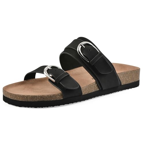 Image of WHITE MOUNTAIN Women's Hardball Double-Buckle Signature Comfort-Molded Footbed Sandal