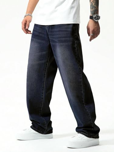 Image of GRECIILOOKS Men Jeans || Baggy Fit Jean's for Man || Loose Fit High Rise Denim || Stretchable Casual Wear Jean,s || Dance Rap Rapping Style Pant for Men || Denim Cotton Jeans