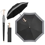 2段折り 8本骨 UVカット 遮光率100% UPF50+ 紫外線カット 撥水加工 軽量 耐風 折りたたみ日傘 (ブラック-杢グレー)