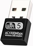 AC1300 USB WiFi Adapter, 2.4G/5G Dual Band Wireless Network Adapter for Desktop WiFi Dongle USB 3.0, Tiny Size Wirelss Receiver for PC Support Windows 11/10/8.1/8/7/XP, Mac OS 10.9-10.15