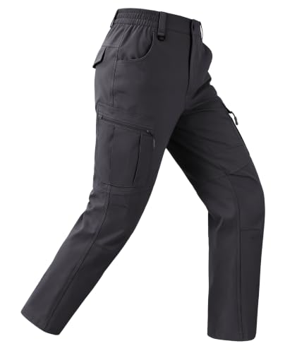 Buyboxs Mens Hiking Pants Stretch Ripstop Construction Waterproof Tactical Work Pants Lightweight Elastic Waist 6 Durable Pockets Carbon Gray 32W*30L