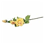 JZYLOVE JINZHIYANG Künstliche Blumen 3 Köpfe Rose Latex Real Touch Floral Simulation Blume Zweig Hochzeit Party Home Esszimmer Dekoration (Color : Yellow)