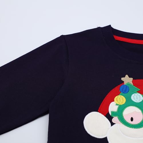 Image of HILEELANG Toddler Boy Sweatshirts Crewneck Long Sleeve Pullover Cotton Graphic Christmas Clothing