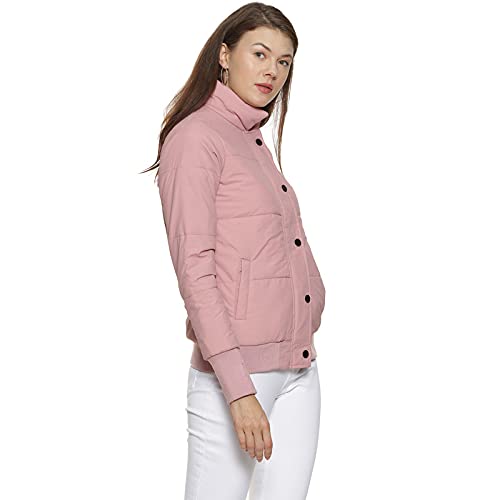 Image of PINACOLADA Women's Puffer Jacket With Angled Open Pockets For Casual Wear | High Neck | Long Sleeve | Button Closure | Polyester Jacket Crafted With Comfort Fit For Everyday Wear