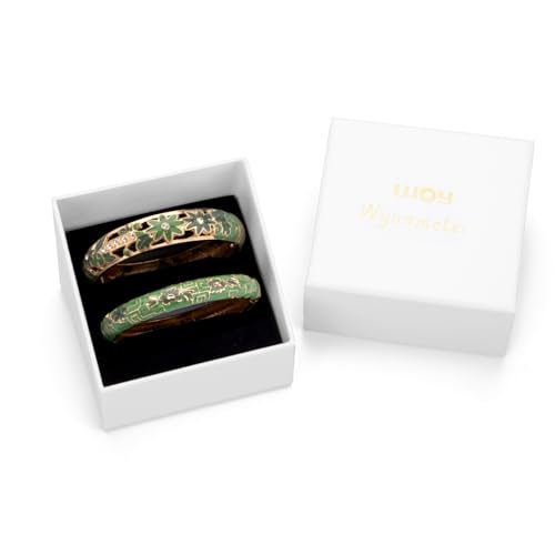 Image of UJOY Vintage Cloisonne Jewelry Handcrafted Bracelets Gorgeous Enameled Flower Plated Cuff Bangles Gifts 88A