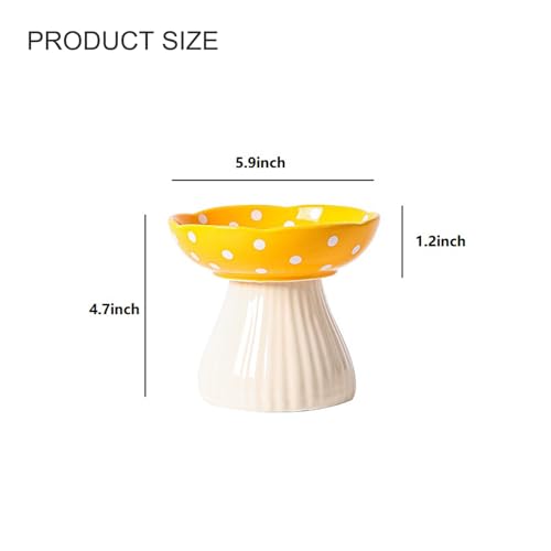 Gamelle surélevée pour chat céramique jaune écuelle ergonomique nourriture eau large