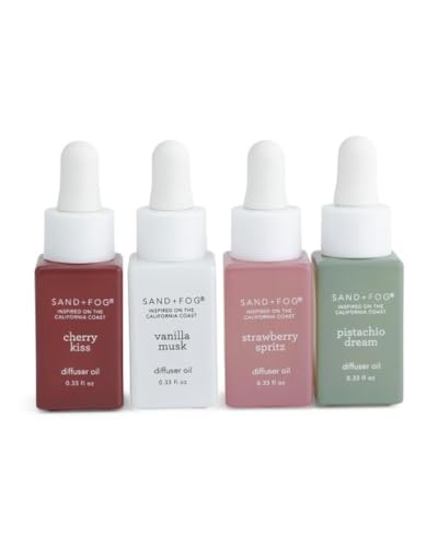 Image of Sand + Fog Diffuser Oils Gift Set, 4 Pack, 0.33 fl oz Each (Cherry, Vanilla, Pistachio, Strawberry)