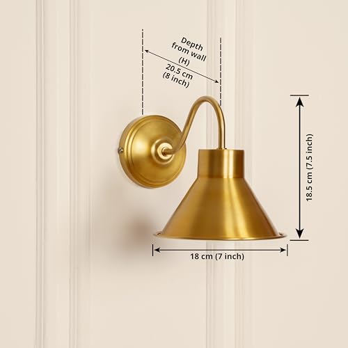 Image of Divine Trends Vintage Industrial Wall Lamp Antique Brass Finish for Bedside, Living Room, Restaurants, Cafes & Hotel - Wall Light Pack of 1 (Brass Antique)