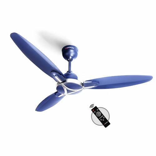 Image of LONGWAY Zephyr 1200 mm BLDC Ceiling Fan with Remote Control | BEE 5 Star Rated Energy Efficient | Ultra High Speed 3 Blade Anti-Dust Decorative Ceiling Fan | 3 Years Warranty (1, Silver Blue)