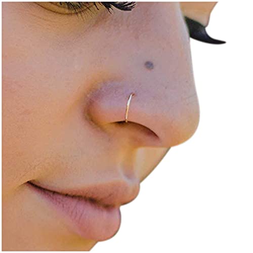 Ellie J Maui 14k Solid Gold Nose Ring Hoop | 22g Piercing Jewelry | 22 Gauge 8mm 5/16 inch inner diameter