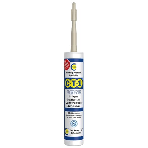 Image of C.T.1 Sealant & Construction Adhesive – Beige, 290ml Cartridge | Universal Hybrid Polymer, Waterproof – Anti-Mould – Paintable – Non-Toxic – Indoor & Outdoor Use | Replaces Silicone & PU Sealants