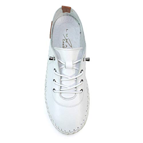 Lunar St Ives Leather Plimsoll 5 UK White - Image 5