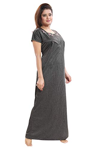 Image of Fabme Women's Cotton, Nursing, Feeding, Maternity Nighty - Grey - Pack of 1