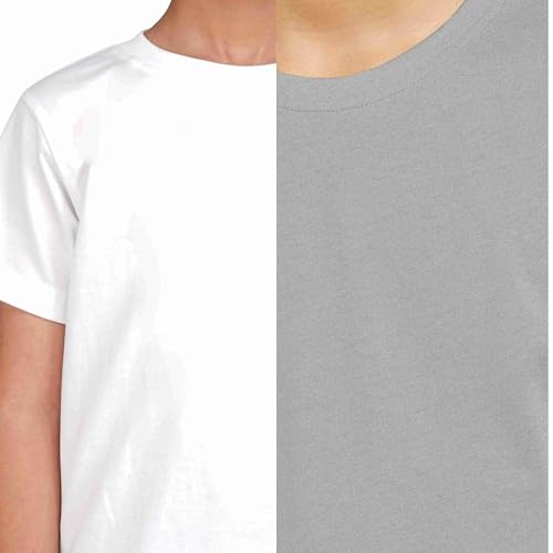 Image of Kids Round Neck T-Shirt Half Sleeves 100% Cotton Rich Soft Comfortable Fit Stylish Plain Color White+1 Combo Original Brand Tshirt for Boys