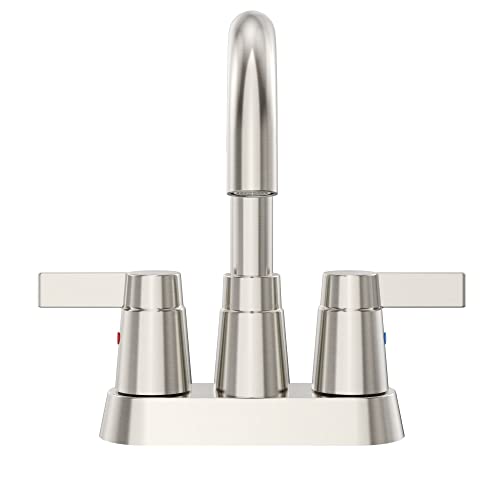 Bathroom Sink Faucet 3 Hole, Faucet For Bathroom Sink High Arc, Brushed Nickel Bathroom Faucet, 2-Handle Centerset Bathroom Faucet With Pop-Up Drain And Water Supply Lines, 1.2 Gpm #TOP3
