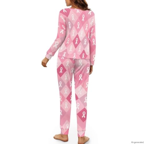 Image of Womens Pajama Sets 2 Piece Pjs Lounge Sets Long Sleeve Sleepwear Crew Neck Pullover Top with Long Pants