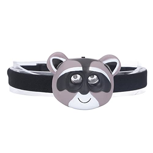 Linterna frontal para niños portátil con luz LED y diseño infantil de mapache 6