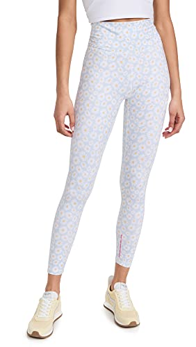 Terez Women's Retro Gingham High Waist Compression TLC Legging, 2820, Daisys On Dusty Blue, S