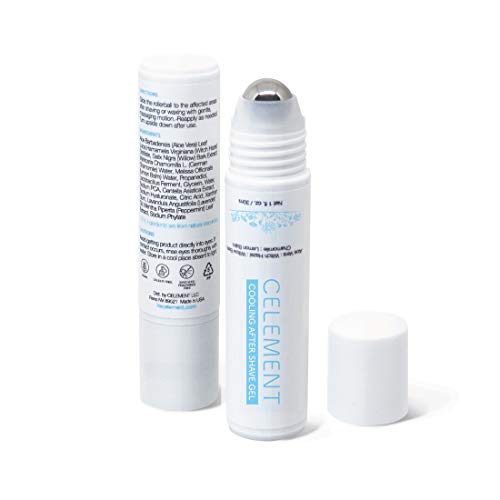 Cooling After Shave Gel by Celement - All Natural Ingredients, Roll-On Bottle for Razor Bumps and Ingrown Hair, Made in USA, 1 fl. oz.