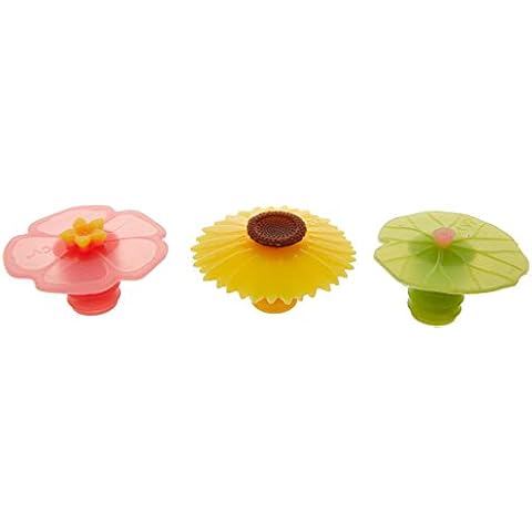Charles Viancin Wine Bottle Stopper-Lily Pad, Sunflower & Hibiscus, Set of 3, multicolor Cover