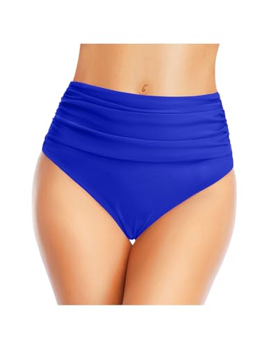 Image of Tempt Me Women's High Waisted Bikini Bottom Tummy Control Ruched Bathing Suit Swim Bottom
