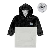 Newcastle United F.C. Reversible Fleece Hoodie For Boys | Oversized Hooded Lounge Gown | Soft Fleece Blanket | Football Gift For Boys & Girls | One Size Fits All Age 7-13 Years Grey