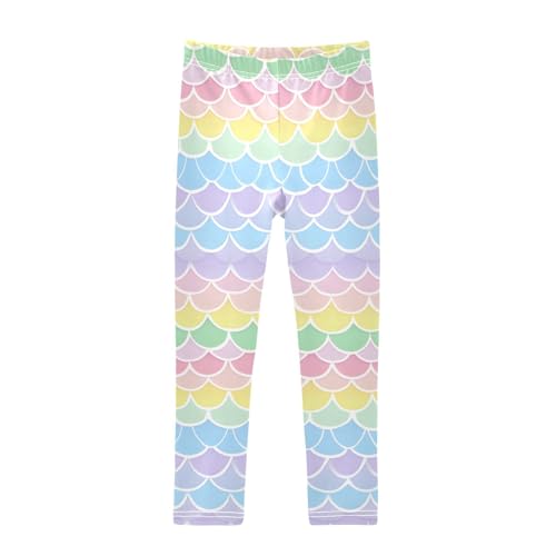 Colored Fish Scales Girls Leggings Soft Stretch Workout Yoga Dance Pants for Kids Casual Tights