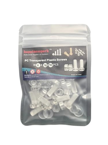 Vis M6 x 16 mm tête hexagonale en polycarbonate isolant pour automobile lot de 10