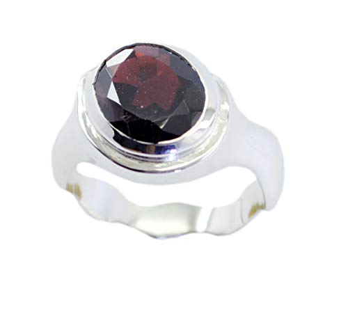 Bague en argent 925 avec grenade rouge véritable sertie à la main