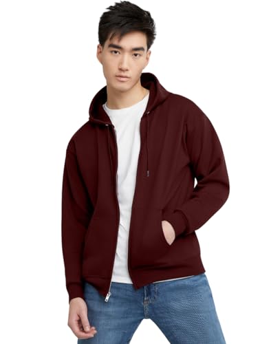 Sweat à capuche zippé homme Hanes veste polaire chaude grise
