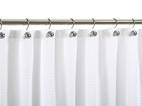 Chictie Silver Shower Curtain Hooks - Oil Rubbed Chrome Decorative Shower Curtain Rings,Set of 12 Bling Metal Rustproof Shower Hangers for Bathroom Curtains Rods Hollow Ball Design