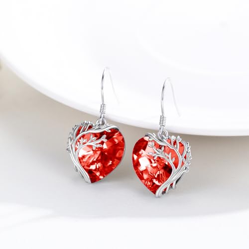 Tree of Life Earrings for Women 925 Sterling Silver Tree of Life Drop Earrings with Heart Crystal Tree of Life Jewelry Birthday Anniversary Party Gifts for Women Girls2