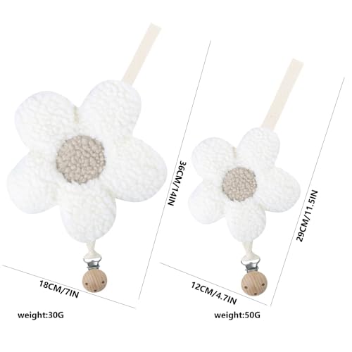 Image of Baby Daisy Pacifier Clip Holder,Light and Soft Dummy Holder Binky Holder Handmade 2 Pack