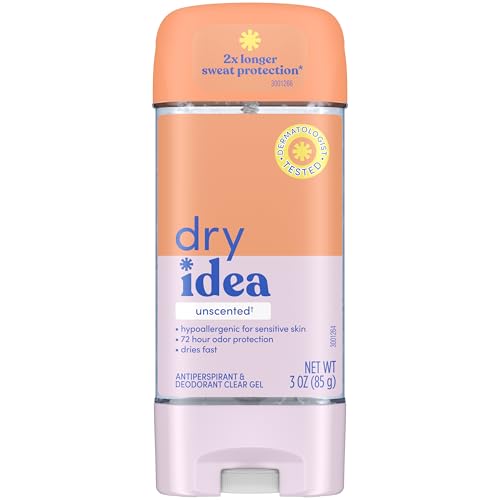 Dry Idea Gel Deodorant & Antiperspirant for Women - Hypoallergenic for Sensitive Skin, 2X Longer Sweat Protection, 72Hr Odor Protection, Unscented, Womens Deodorant, 3 oz