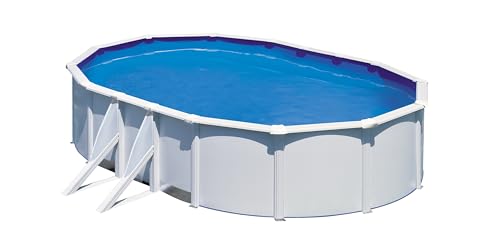 Piscina de Acero Elevada,Ovalada con Aspecto Acero Blanco. Piscinas Desmontables para Jardín 500 x 300 x 120 cm - Piscina Gre KIT500ECO Fidji.