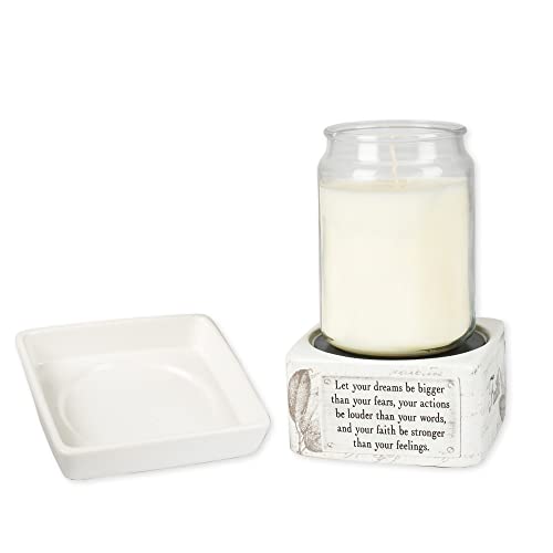Elanze Designs Dream Actions Faith Stronger Stoneware Electric 2 In 1 Jar Candle And Wax Tart Oil Warmer #TOP3