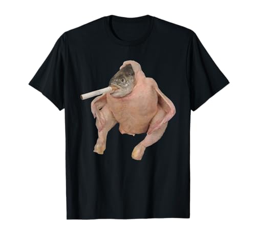 Fish Chicken Face Smoking a Cigarette Funny Meme T-Shirt