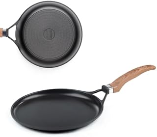 ROSMARINO Patelnia do naleśników, 28 cm, aluminiowa patelnia do naleśników z wysokiej jakości niemiecką powłoką zapobiegającą przywieraniu, do indukcji i innych źródeł ciepła - w z