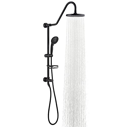 Shower System with 8" Rain Shower Head, 5-Function Shower Head with Handheld, Adjustable Slide Bar, 59" Stainless Steel Hose, Oil Rubbed Bronze